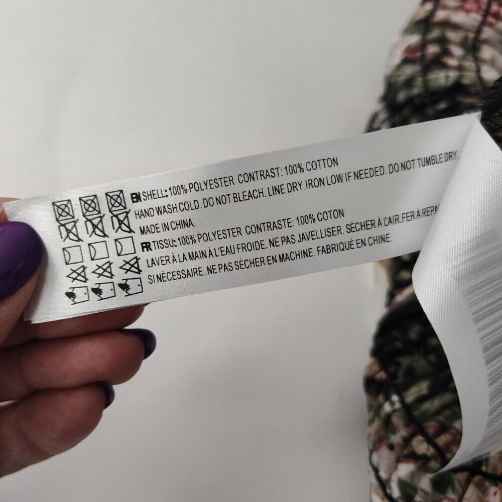 En Saison Dark Floral Collar Smocked Dress Cottage Size M Short Sleeve Prairie - Picture 9 of 9